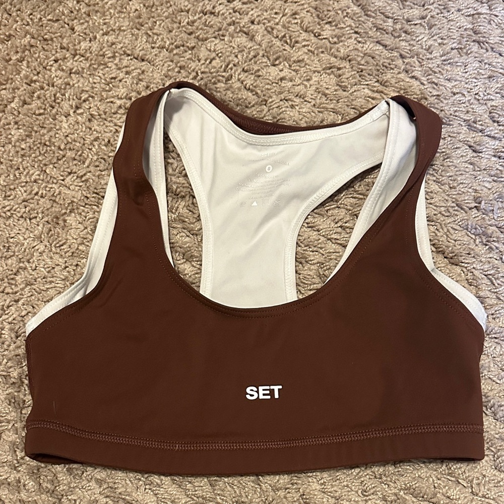 SET Active Brown and White Sports Bra